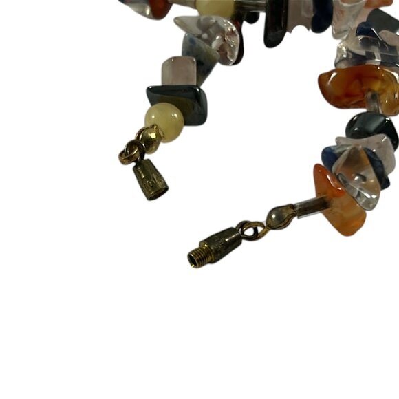 Multi Color Chippy Stone Necklace 17" Natural Beaded Earthy Artisan Eclectic - Picture 5 of 8